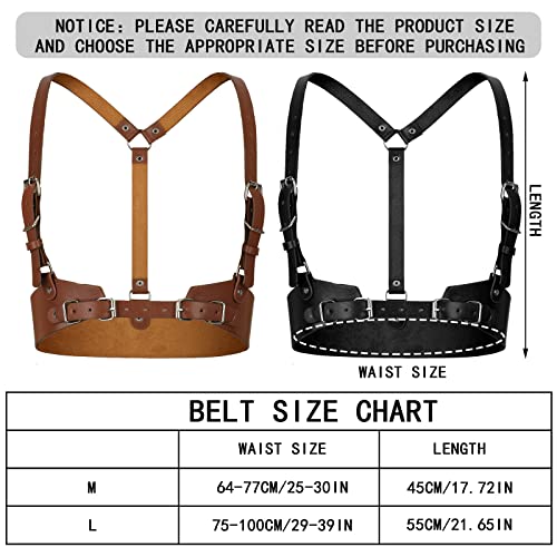 Hicarer 2 Pcs Women Leather Waist Belt Leather Harness for Women Fashion Body Chain Adjustable Waist Belt for Party Cosplay4