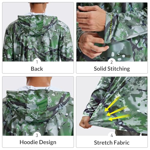 LOOGU Men's Hunting Camo Shirt Lightweight, Camouflage Shirts Long Sleeve Shirt with Hood for Fishing Hiking Camping - image 3