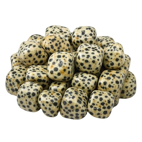 Image of Certified Dalmatian jasper Crystal Healing Tumbled Stone, Natural Polished Crystals for DIY Crafts, Manifestation, Meditation, Pooja Feng Shui and Reiki Healing (30 Grams)