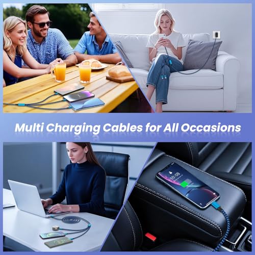 Image of Multi Charging Cable(3Pack 4FT), 3 in 1 Charging Cable for Multiple Devices | USB Multi Charger Cord with Type-C, Micro USB and IP Port for iPhone 17 /16 /15 /14 /13 /iPad /Android /Tablets, Car, Travel, More