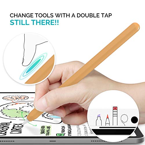 Image of AHASTYLE Ultra Thin Case Silicone Skin Cover Compatible with Apple Pencil 2nd Generation, iPad Pro 11 12.9 inch-2 Pack (Black & Orange)