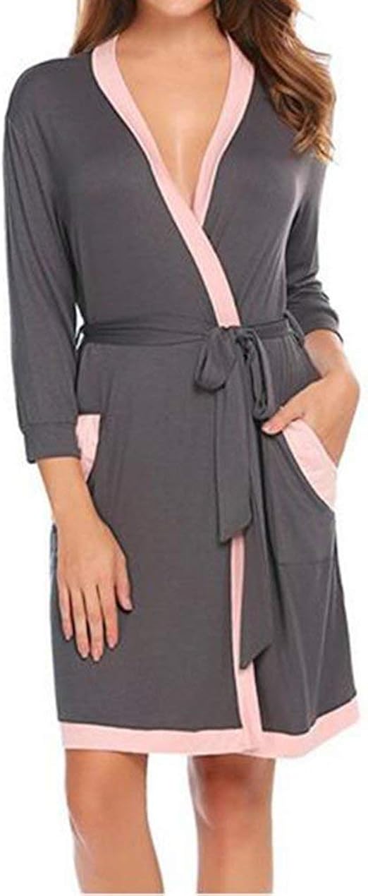 Women Casual Robe Front Open Bathrobe Clothing Fit Rule Patchwork