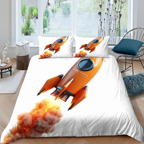 Housses de couettes 2 pièces king imprimé 3D space rocket sky cosmic - 2