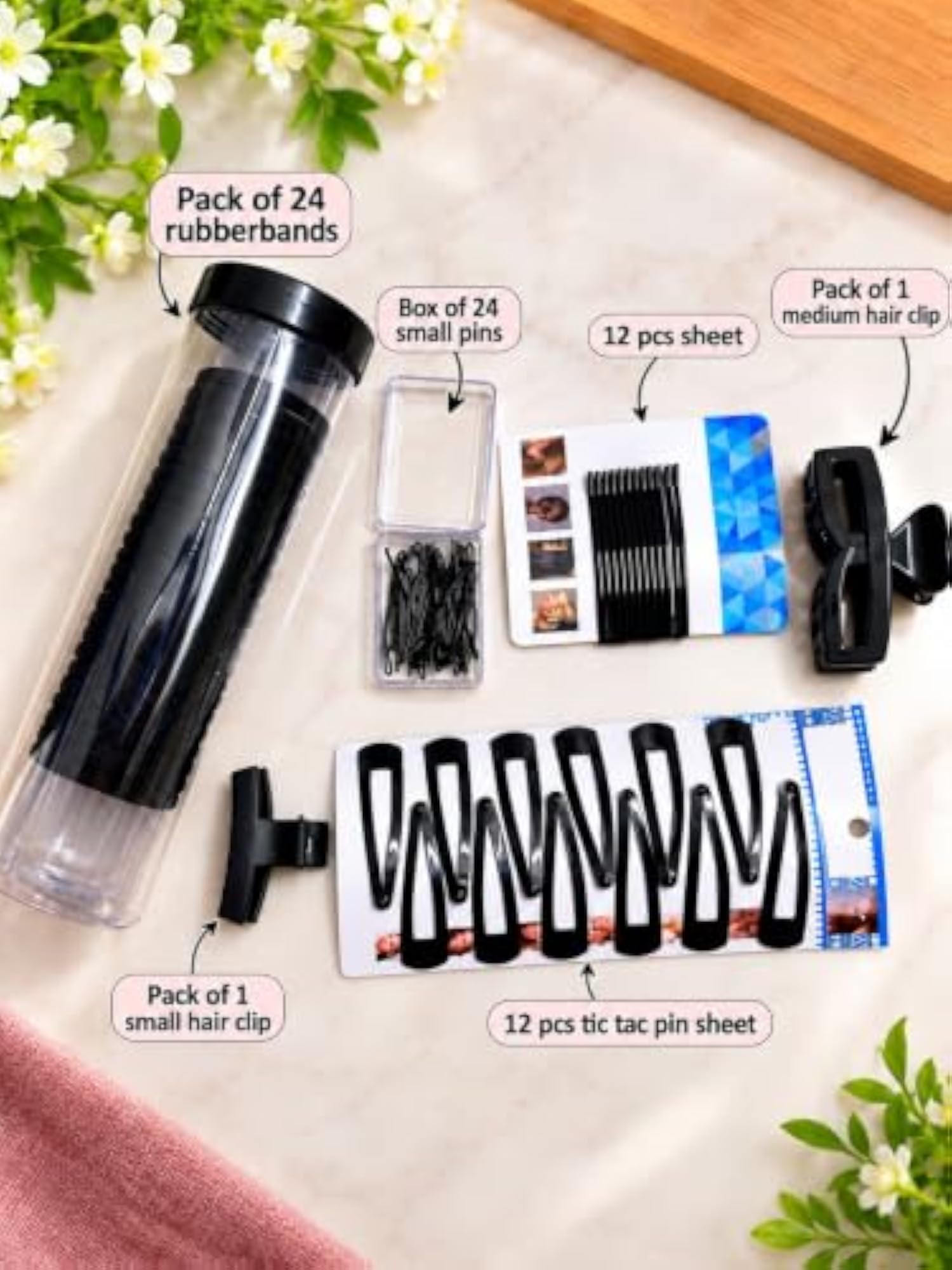 Premium Hair Accessories Combo Pack for Women, 24 Pieces