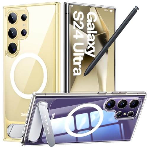 TORRAS Strong Magnetic & Seamless Stand for Samsung Galaxy S24 Ultra Case for MagSafe, Mil-Grade Drop Protection, Adjustable Kickstand for Samsung Gal