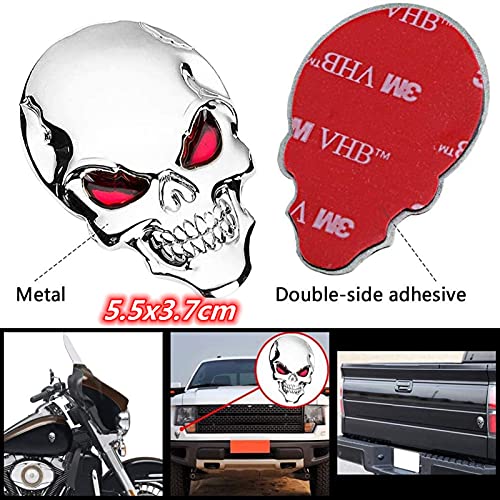 Image of 3D Skull Car Sticker Metal Skeleton Crossbones Motorcycle Self Adhesive Sticker Label Skull Emblem Badge Decals for All Car Zinc Alloy Emblems Decoration Stickers