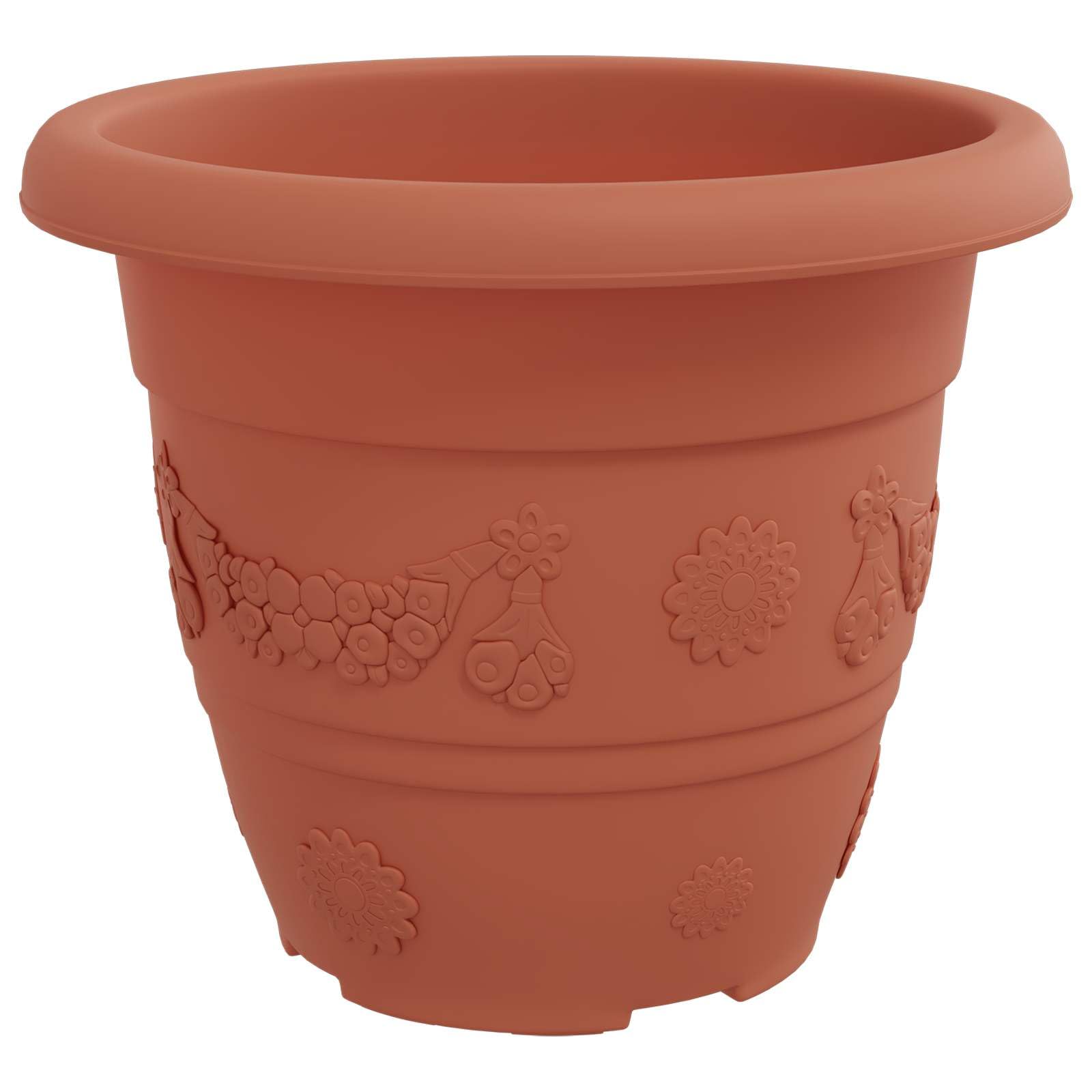 Ceglastoczerwone Doniczki 24 szt. 22 x 18 cm Nowoczesne Plastikowe Donice z Otworami Drenażowymi do Wnętrz i Ogrodu Lekkie i Trwałe