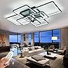 Ceiling Light Fixture,Modern Ceiling Light,41.7in Dimmable Modern LED Ceiling Light,8-Square Black Flush Mount LED…