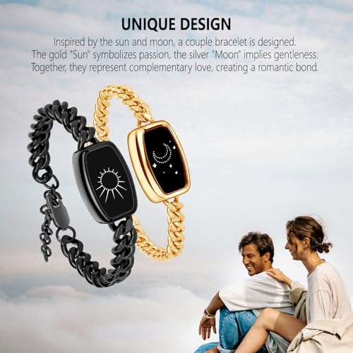 Long-Distance Relationship Smart Bracelet for Couples to Feel Connected (Set of 2) Long Battery Life, Bluetooth Connection, Haptic Vibration, Compatible with iOS and Android3