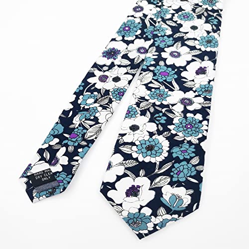 Image of Mantieqingway Men's Cotton Floral Neck Tie 2.56'' Printed Skinny Tie