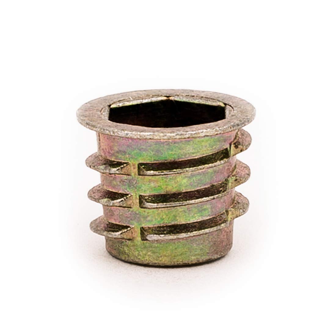 E-Z LOK Knife Threaded Insert for Soft Wood, Zinc Hex-Flanged Thread Inserts M10-1.5 Internal Threads, 13mm Length Pack of 25