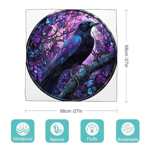Crow Fantasy Stained Glass Style Women Hair Scarf Square Silk Like Head Scarves Handkerchief Satin Neck Scarf2