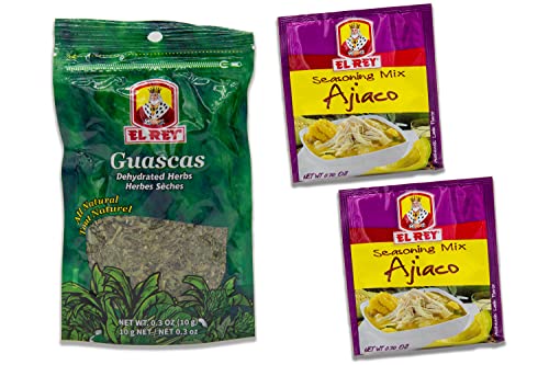 AJIACO KIT - Guascas El Rey, Dehydrated Herbs and El Rey Ajiaco Seasoning - INCLUDES One Bag of El Rey Guascas and Two Bags of El Rey Ajiaco Seasoning. Comes in a Despensa Colombiana Bag (Pack of 1 Guascas 0.3 Oz, 2 Ajiacos 0.7 Oz) image 3