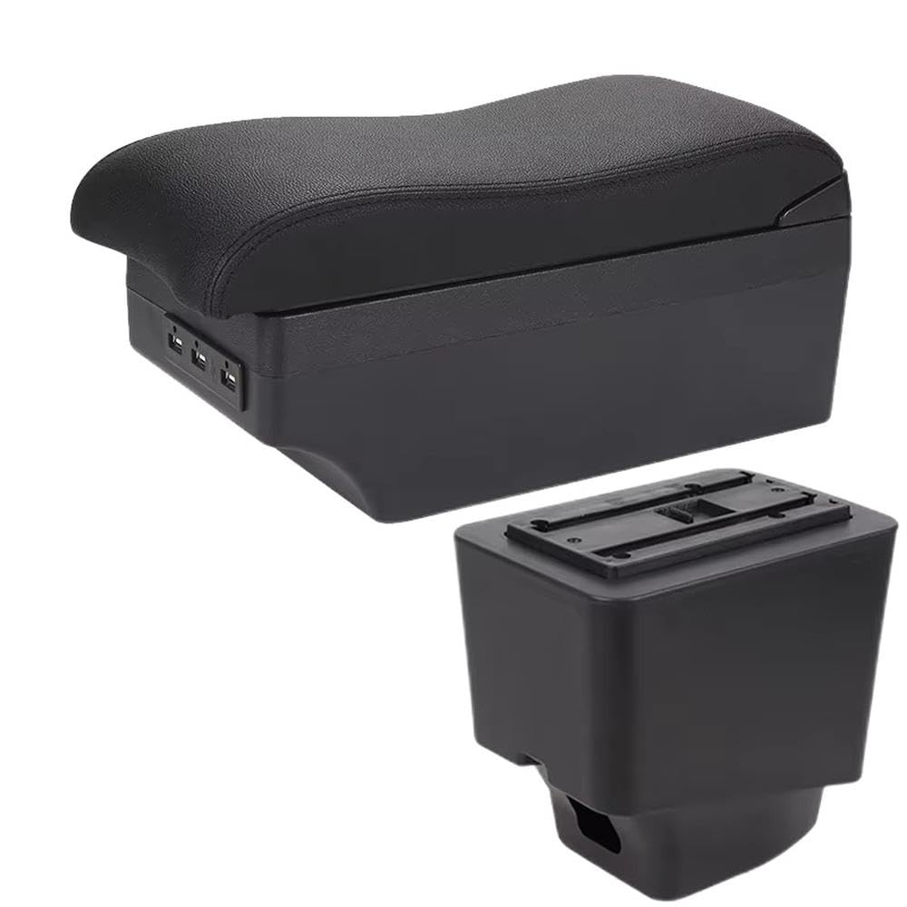 FSOZDBBPL For Renault Captur 2017-2022 Car Armrest Box Storage Box Curved Surface Leather Interior Parts(A2 Black line 7USB)