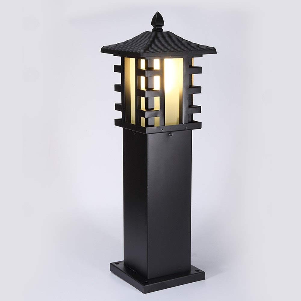 60 cm Kreatywna zabytkowa czarna latarnia ogrodowa aluminiowa szklana zewnętrzna wodoodporna ogrodowa lampa gruntowa rustykalna dekoracja krajobrazu,