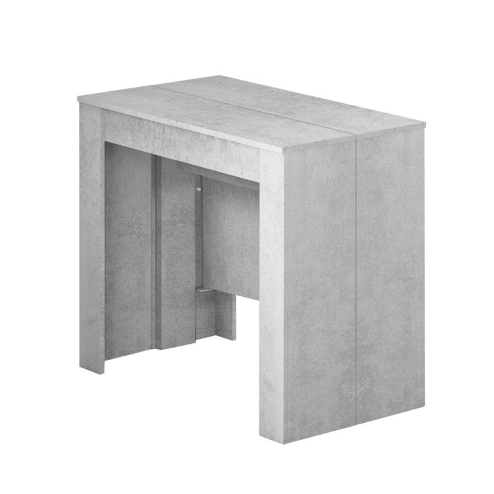 Habitdesign – Mesa Extensible para Comedor, Mesa Ampliable para Salón o Cocina - 5 Posiciones y hasta 10 Comensales - Gris Cemento - 50-235x90x78 cm - Modelo Consola
