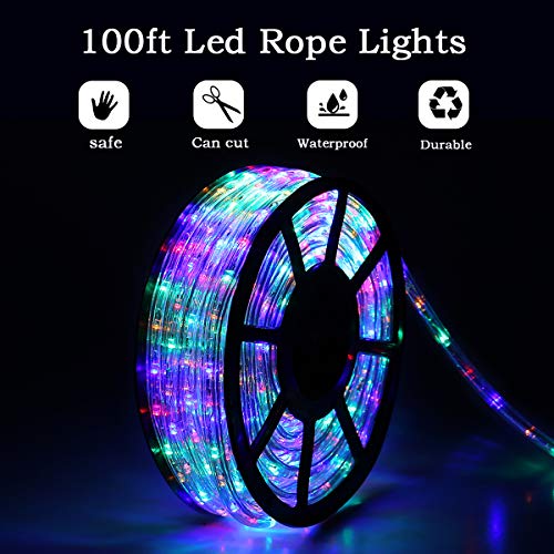 Buyagn 100Ft Led Rope Lights, Cuttable & Connectable Outdoor String Lights Waterproof Decorative Lighting For Indoor/Outdoor,Deck, Patio,Backyards Garden,Party And Christmas Decorations (Multicolor) #TOP3