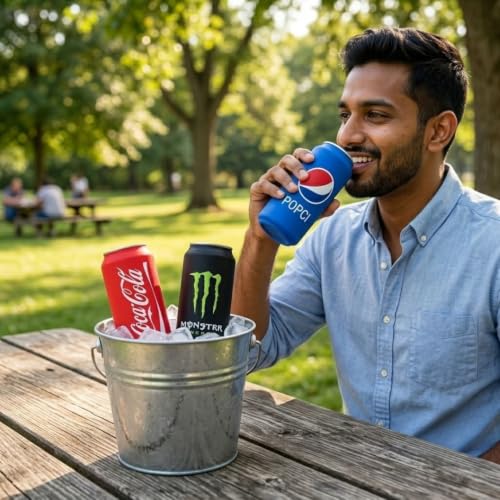 Image of TecoKart 3Pcs Beverage Can Sleeves Silicone Beer Can Cover 500ml Anti-Slip Elastic Can Wraps | Fits 500ml Soda & Beer Cans, Condensation Proof Grip & Reusable Protective Sleeve Set
