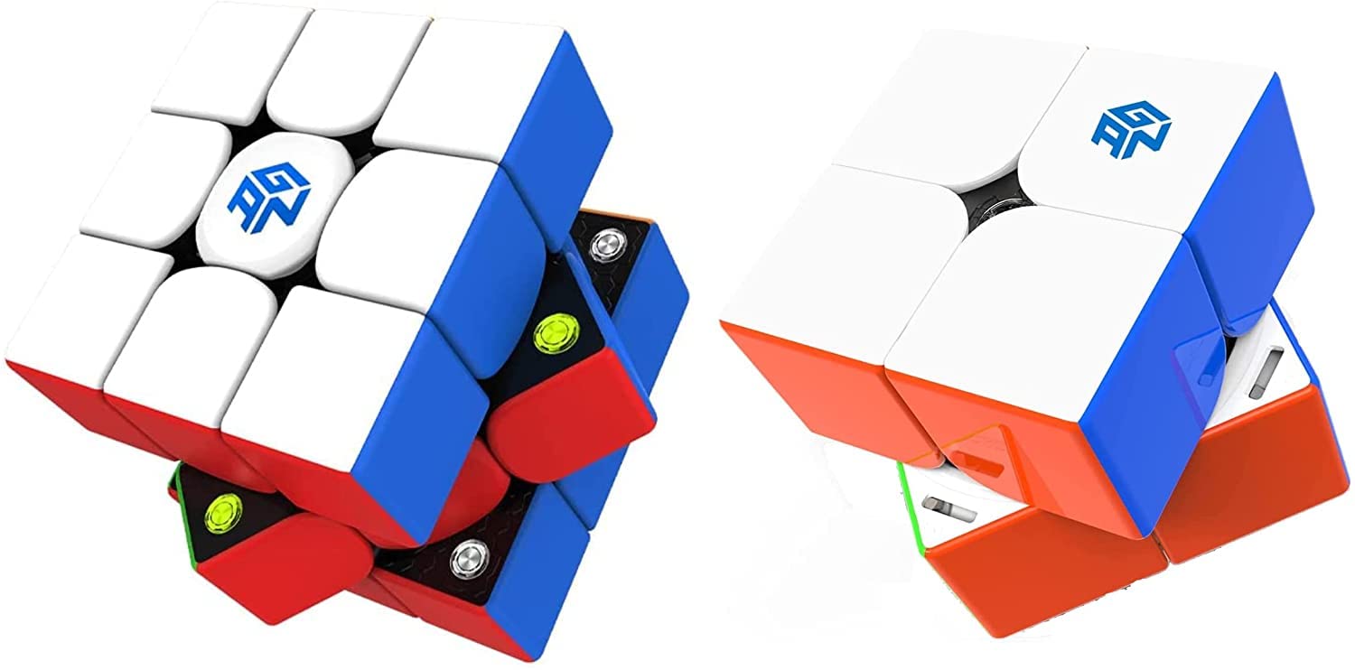 GAN Speed Cube Set 3x3 2x2, GAN 356 M Lite 3x3 Magnetic Magic Cube and GAN 251 M Pro 2x2 Magnetic Ma
