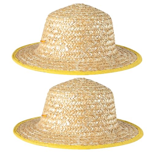 Sombreros para el sol de paja infantiles con ala ancha transpirable pack de 2