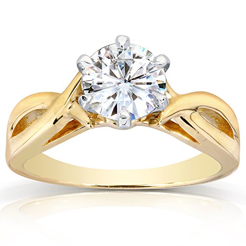 Kobelli Round Moissanite Solitaire Engagement Ring 1 CTW 14k Yellow Gold