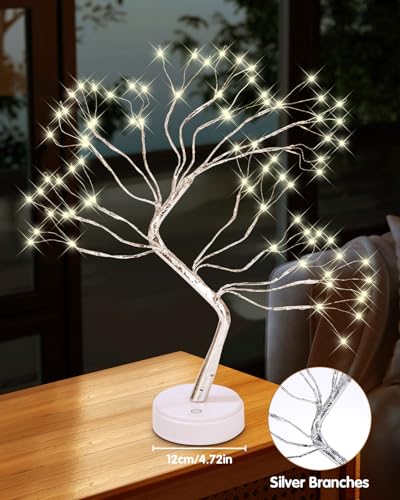 Xaosin Lámpara Árbol Bonsai 108 LED - Luces Decorativas USB o Pilas, Luz de Abedul Ajustable para Navidad, Decoración Hogar y Habitación - imagen 5