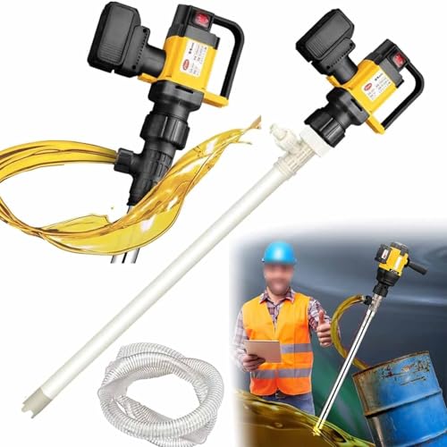 Bomba de tambor inalámbrica, motor sin escobillas de 1000 W, flujo alto de 130 l/min, 3 velocidades ajustables, elevación de 7 m, batería recargable para aceite, diésel, lubricantes, líquidos