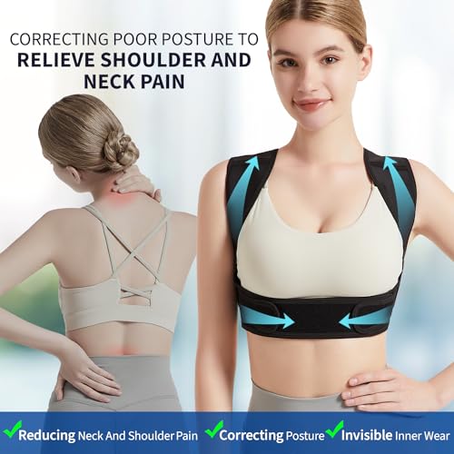 Image of JMPOSE Posture Corrector for Back Support: Adjustable Shoulder Posture Brace for Men and Women (Black, Small /M) (Pack of 2)