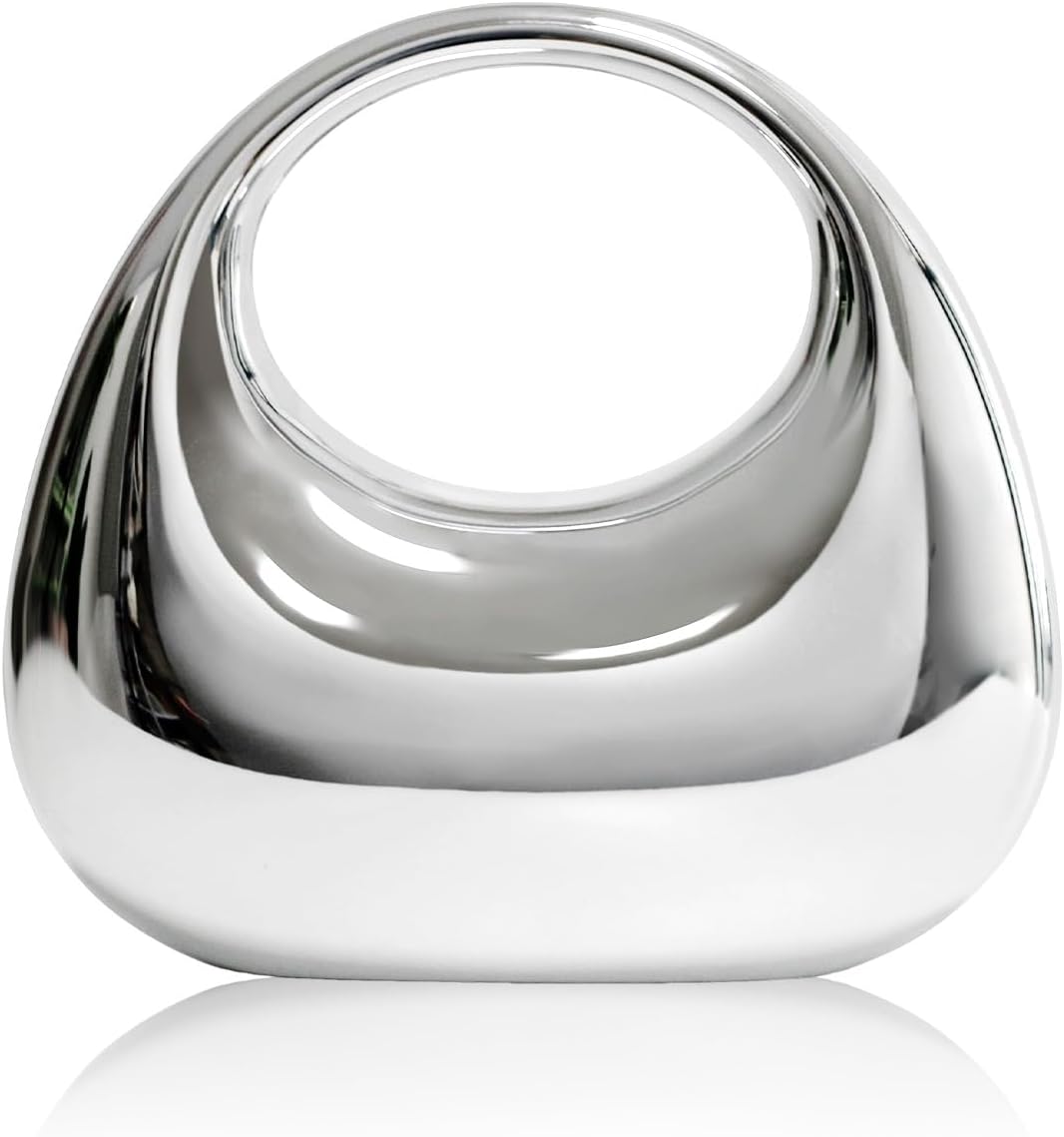 Acrylic Evening Handbags for Women Unique Moon Shape Clutch Purse Top-handle Hobo Bag for Wedding Party Cocktail