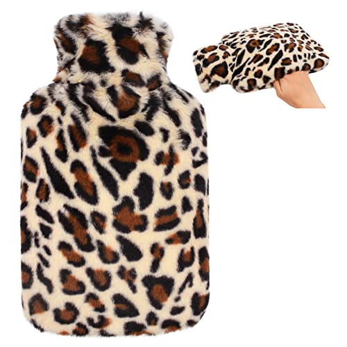 OWOZOI Wärmflasche mit Bezug Flauschig - Kuschelweichem Fell Bezug mit Kängurutasche für Hände, 2L Groß Füllmenge Gummi Wärmeflasche,...