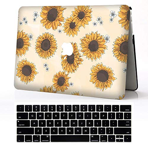 Laptop-Hüllen für MacBook Pro 13 Zoll (33 cm), gelbe Sonnenblumen-Druck-Design, Kunststoff-Hartschale mit passender Tastaturabdeckung,