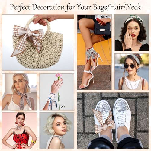 Head Scarf Hair Neck Scarves for Women 6PCS Silk Feeling Long Satin Neck Satin Scarves Hair Head Scarf for Handbag Cute Aesthetic Heads Scarve Decoration Fashionable Headbands Accessories4