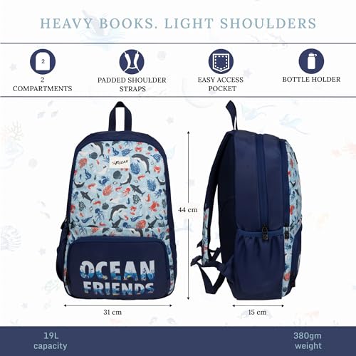 Image of F Gear Playcraft School Backpack for Kids 19L Soft Touch Lightweight & Durable | 2 Spacious Compartments, Front Pocket & Bottle Holder for Everyday Use