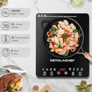 Portable Induction Cooktop 1800W Induction Stove Burner 10 Temperature & Power Levels, LED Touch Controls, Kids Safety Lock, Auto-Off & Pan Detection Burners for Cooking RVs Apartments Portable Induction Cooktop 1800W Induction Stove Burner 10 Temperature Power Levels LED Touch Controls Kids Safety Lock Auto Off Pan Detection Burners for Cooking RVs Apartments