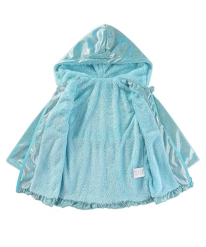 Girls Hooded Shiny Jacket Glitter Sparkly Sherpa Lined Outerwear3