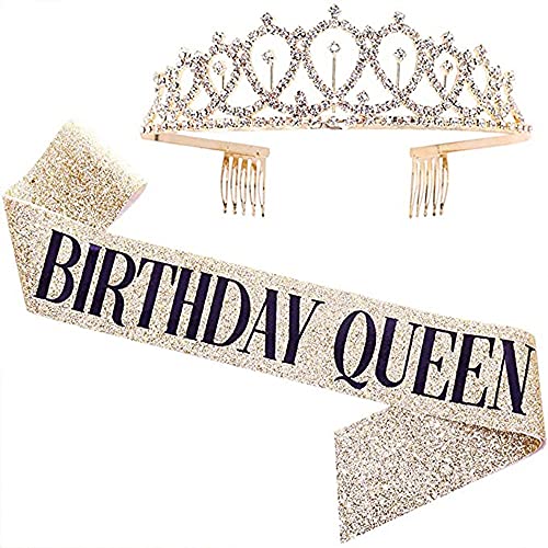 Compleanno Copricapo Compleanno Donna Tiara Fascia per Compleanno per Forniture, Bomboniere, Decorazioni per Feste di Buon Compleanno(d'oro)