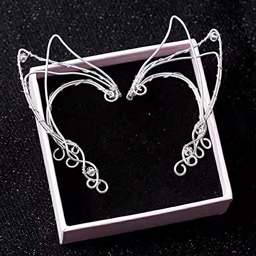 Yolmina Elf Ear Cuffs, Handmade Clip On Earrings - Pearl Wing Tassel Filigree Elven Earrings For Women - Fantasy Fairy Halloween Costume, Cosplay, Wedding, Handcraft #TOP5