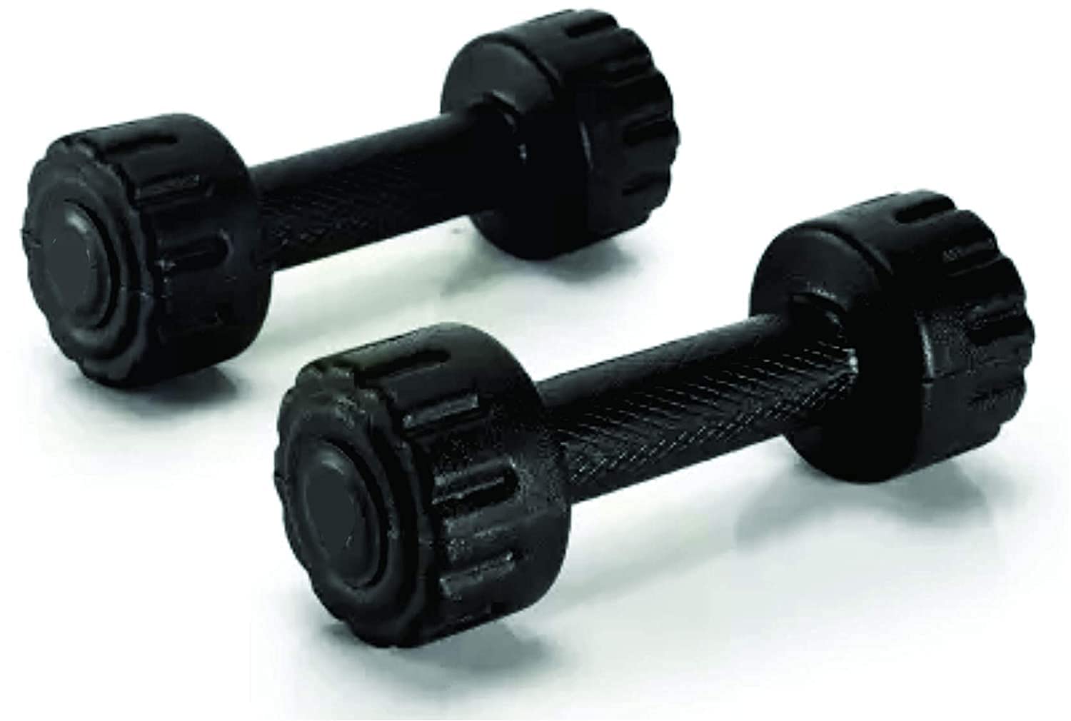 FitBox Sports PVC 4kg Round Dumbbells Weights, 2Kg * 2 for Home Gym Kit (Fixed Black Dumbbells)