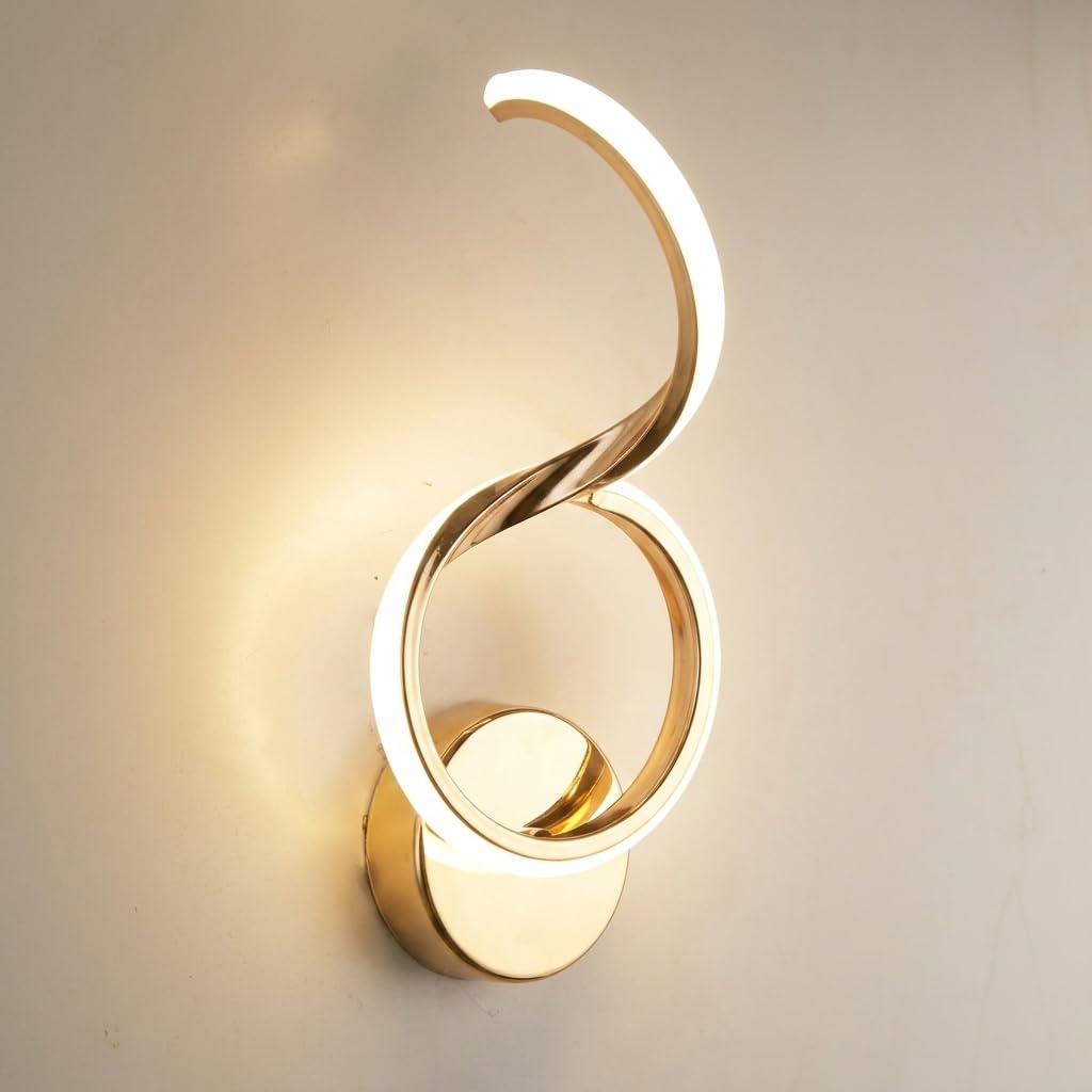 Proudome 3 Color Mode LED Wall Light | Modern Decorative Wall Sconce | Gold Finish Integrated LED Wall Lamp | Designer Indoor Lighting for Living Room, Bedroom, Hallway & Foyer 3