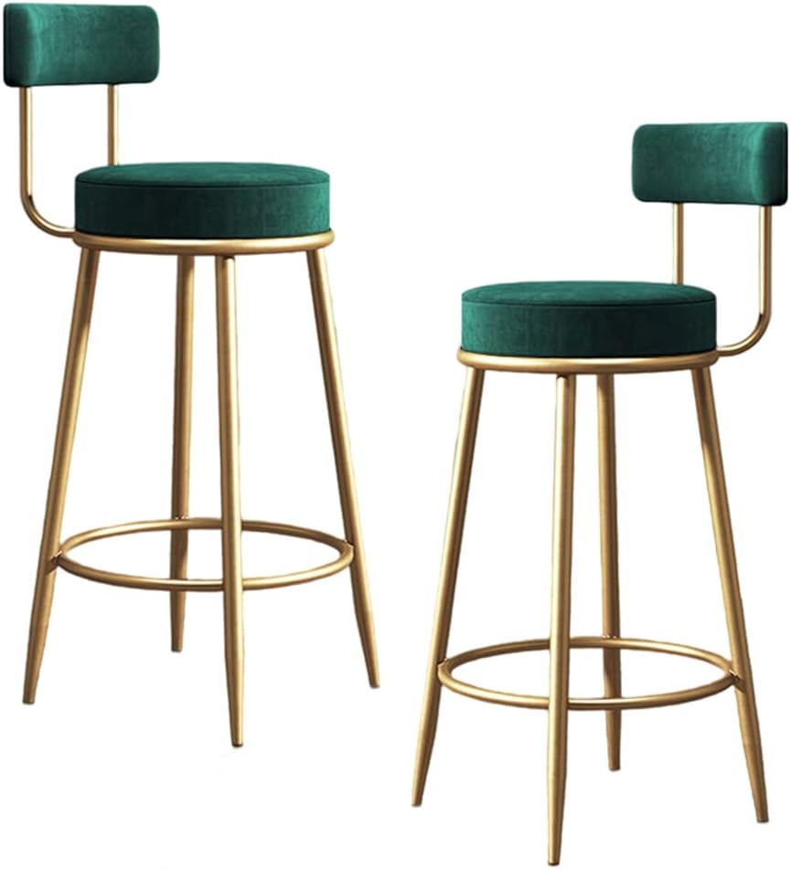Stool Set of 2 Bar Stools with Small Backrest High Stool Round Seats