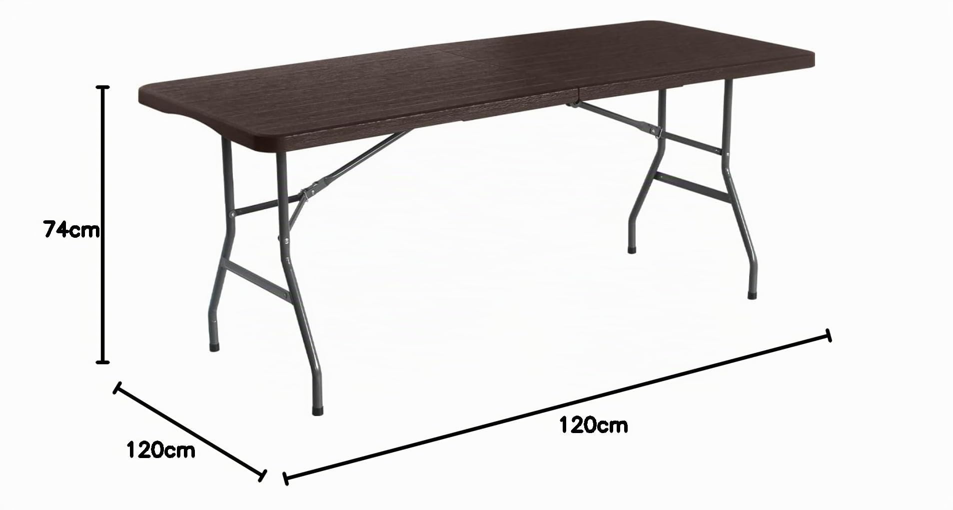 7H SEVEN HOUSE Mesa Plegable Rectangular Efecto Madera 180x74x74cm 7house