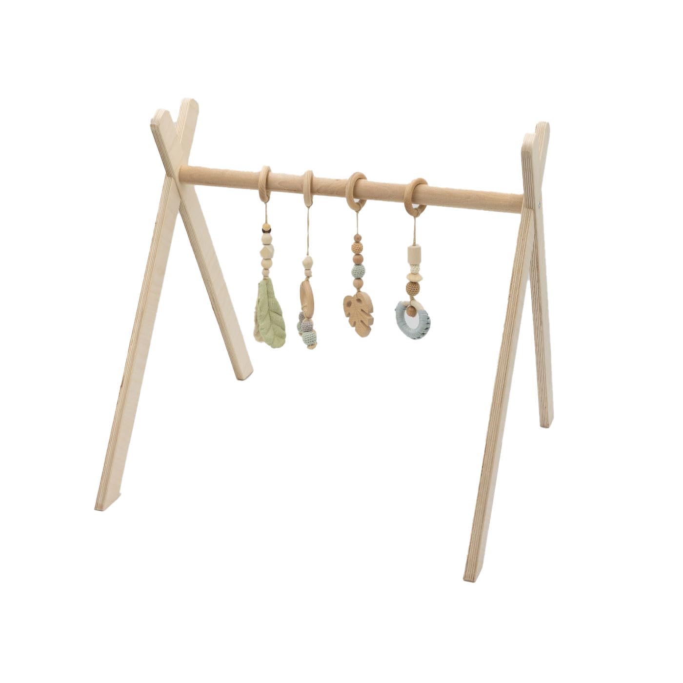 BASIC Spielbogen – Holz Baby Spielbogen ab Geburt, Schichtholz, stabile Konstruktion, Montessori Baby Gym, fördert Motorik & Sinne - ab 0 Monaten (ohne Anhänger)