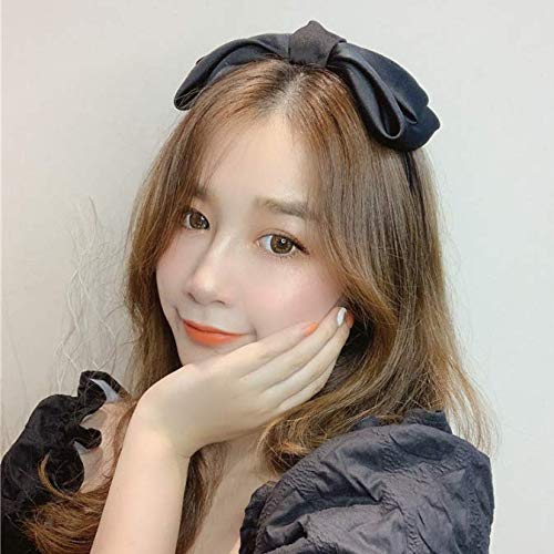 Miniatura 6 de Aeyistry Diadema con lazo para la cabeza, lazo grande, lazo para el pelo, decoración de fiesta, tocado, disfraz de cosplay (negro)