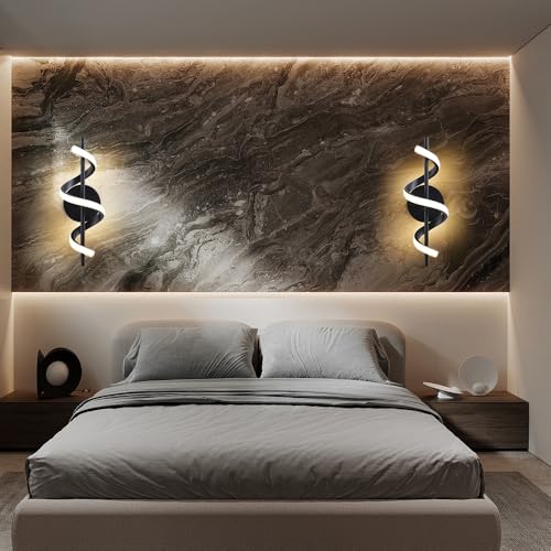 Image of Indoor Wall Sconce 3000K Warm Light Modern Wall Lights Spiral Wall Lamp for Hallway, Stairs, Living Room, Bedroom, Aisle(2 Pack)