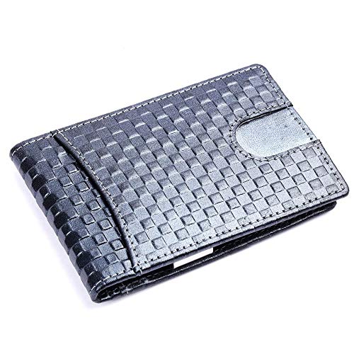 Image of Brooklyn Bridge Genuine Leather Money Clip Wallet for Men Chess VT Grey - Premium Slim RFID Protected Wallet with Cash Clip & Multiple Card Slots, Stylish Front Pocket Design, Gift for Men