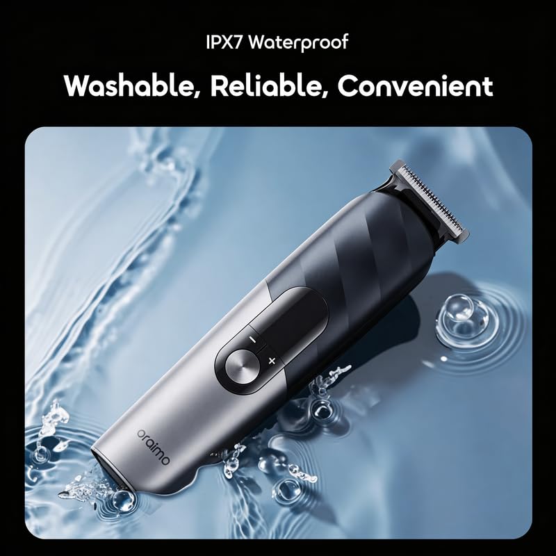 Image of Oraimo UltraTrim 16-in-1 Grooming Kit for Men & Kids | Full Body Trimmer | Beard, Hair, Nose & Body Groomer | IPX7 Waterproof | 150 Min Runtime | Type-C Fast Charging | 3 Speed Modes | Child-Safe Mode (OTS-230)