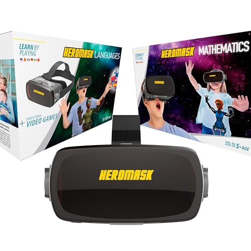 🎓 Il set educativo più completo per bambini 5-12 anni. Con Heromask Lingue + Heromask Matematica tuo figlio può imparare lingue e calcolo in modo divertente grazie alla realtà virtuale. Un bundle unico che unisce apprendimento e gioco in un solo regalo.