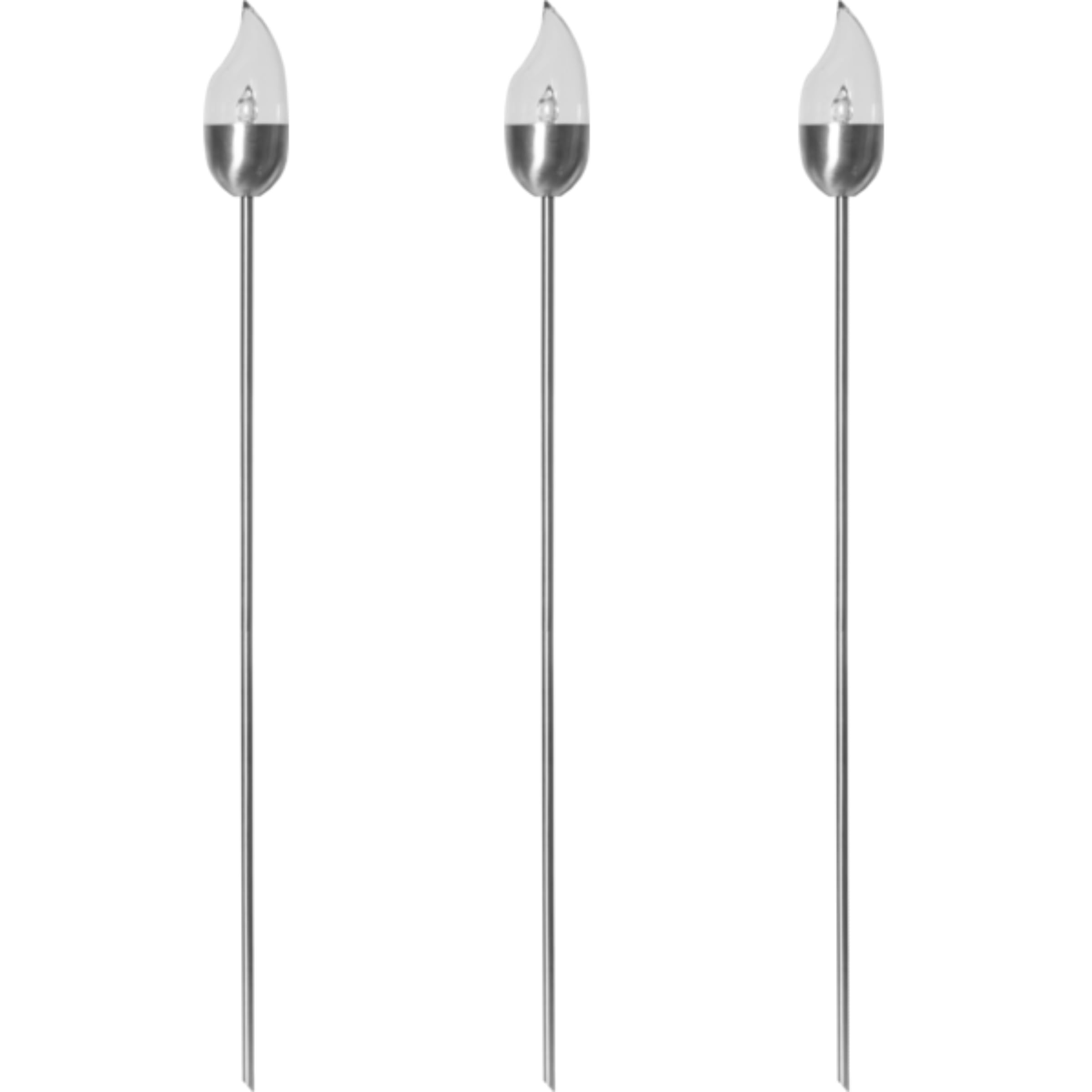3er-LED-Solar-Gartenfackel-Set 'Chiemsee', geschlossen, Edelstahl, ca.115 cm x 8 cm 3 Amber LED, mit Solarpanel, incl. Akku, Outdoor, Kunststoffglas geschlossen, Winterfest