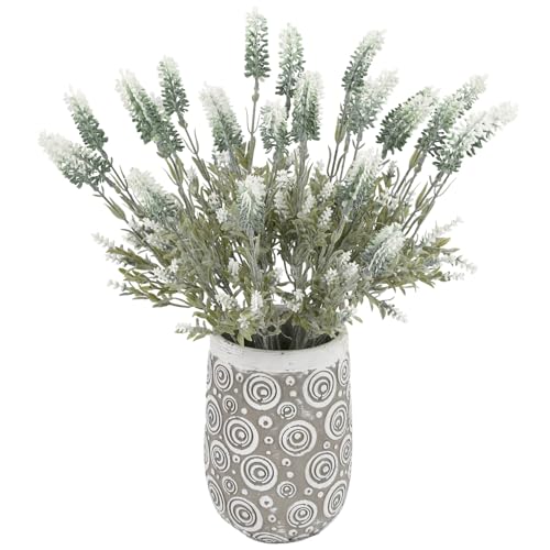 5 fasci di steli pieni e lussureggianti: ogni confezione include 5 fasci di lavanda finta, dandoti un sacco di volume per vasi o centrotavola. Ideale come set di piante di lavanda finte per la decorazione della casa, regalo o decorazione stagionale; l'altezza totale dello stelo con fiori è di circa 46 cm, ideale per fiori di seta per decorare la casa in interni ed esterni