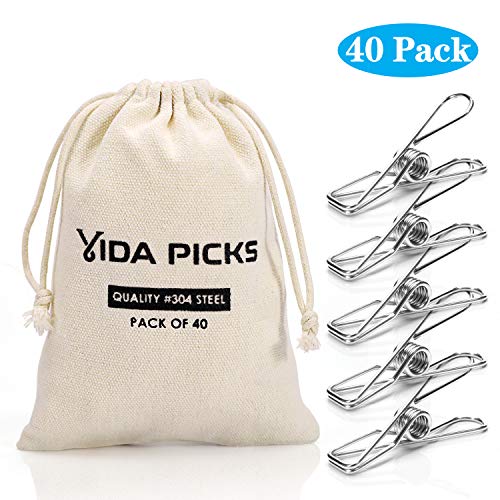 Wire Clothespins Laundry Chip Clips-40 Pack Bulk Clothes Pins with Heavy Duty, Durable